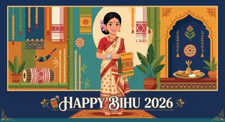 Happy Bihu 2026 Wishes Poster Template - Free Happy Bihu 2026 Wishes Download