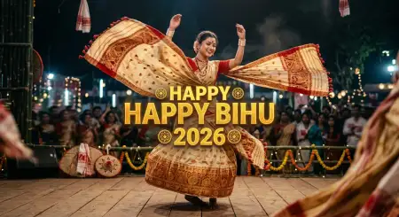 Happy Bihu 2026 Wishes Social Media Banner - Free Happy Bihu 2026 Wishes Download