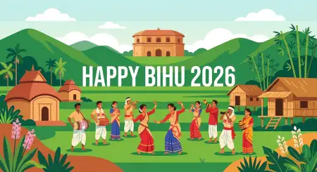 Happy Bihu 2026 Wishes Social Media Kit - Free Happy Bihu 2026 Wishes Download