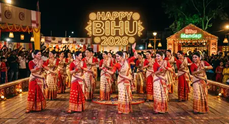 Happy Bihu 2026 Wishes With Cultural Theme - Free Happy Bihu 2026 Wishes Download