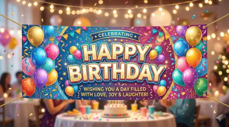 Free Happy Birthday Wishes Banner Design Ideas Image Download