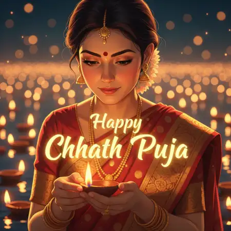 Free Happy Chhath Puja Greetings With Indian Cultural Art Background Download