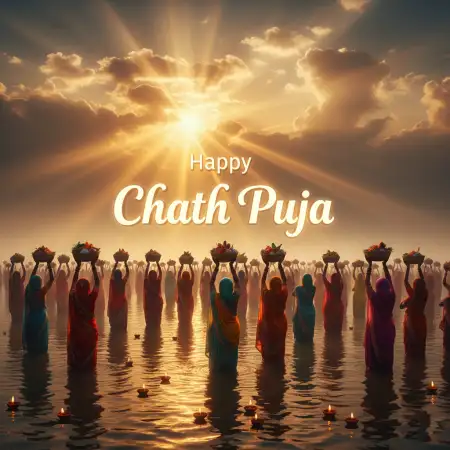 Free Happy Chhath Puja Greetings With Indian Village Scene Background Download