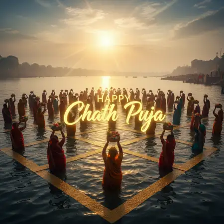 Free Happy Chhath Puja Greetings With Sunset Background Background Download