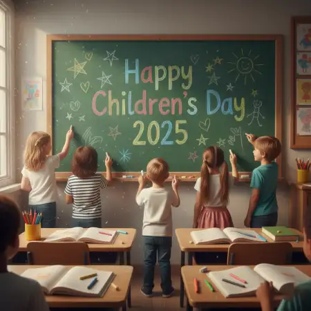 Free Happy Childrens Day 2025 Card For Teachers To Students Background Download