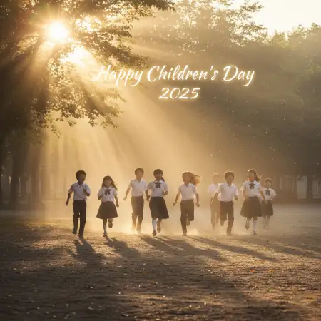 Free Happy Childrens Day 2025 Chalkboard Design Poster Background Download