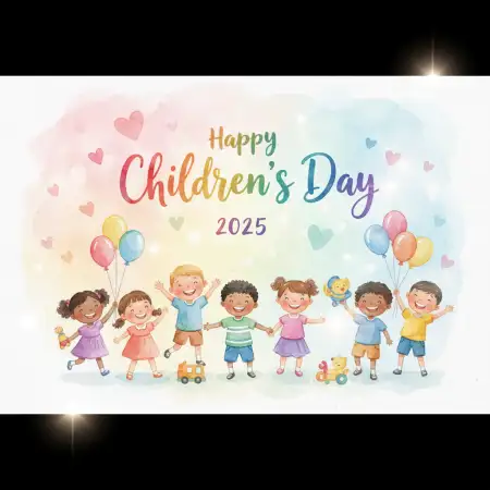 Free Happy Childrens Day 2025 Cute Baby Photo Background Download