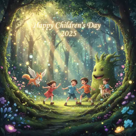 Free Happy Childrens Day 2025 Photo Frame Design Background Download
