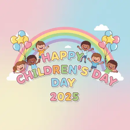 Free Happy Childrens Day 2025 Png Text Typography Background Download