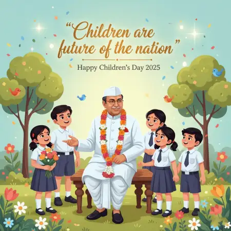 Free Happy Childrens Day 2025 Poster Slogan In Hindi And English Background Download
