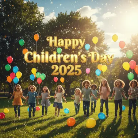Free Happy Childrens Day 2025 Slogan Poster Png Background Download