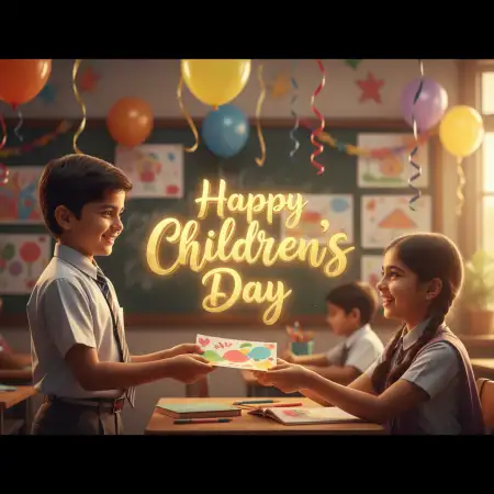 Free Happy Childrens Day Drawing For School Competition Background Download
