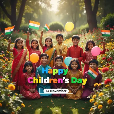 Free Happy Childrens Day Slogan In English For School Background Download