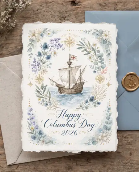 happy columbus day 2026 nautical greeting design design - Columbus Day
