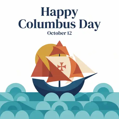 happy columbus day 2026 ship greeting illustration - Columbus Day