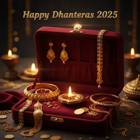 Happy Dhanteras 2025 Photo With Diya Light - Free Happy Dhanteras 2025 Download