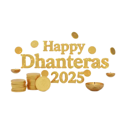 Happy Dhanteras 2025 Png With Gold Coin And Diya - Free Happy Dhanteras 2025 Download
