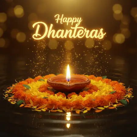 Free Happy Dhanteras Rangoli Design With Diya Background Download