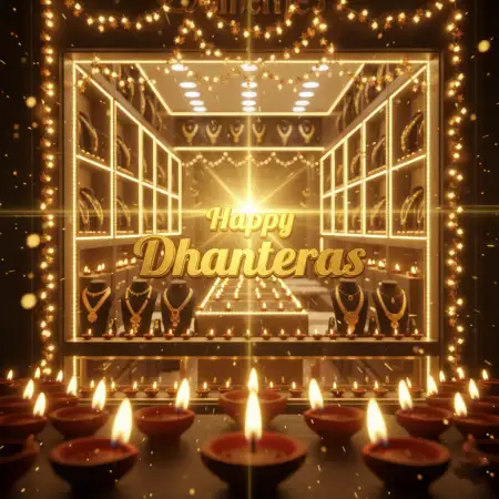 Free Happy Dhanteras Wishes With Diyas And Candles Background Download