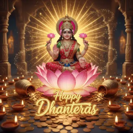 Free Happy Dhanteras Wishes With Goddess Lakshmi Photo Background Download