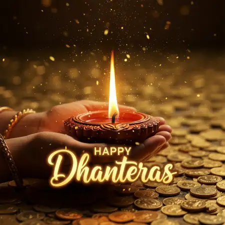 Free Happy Dhanteras Wishes With Gold Coin Images Background Download