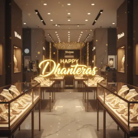 Free Happy Dhanteras Wishes With Gold Jewellery Photo Background Download