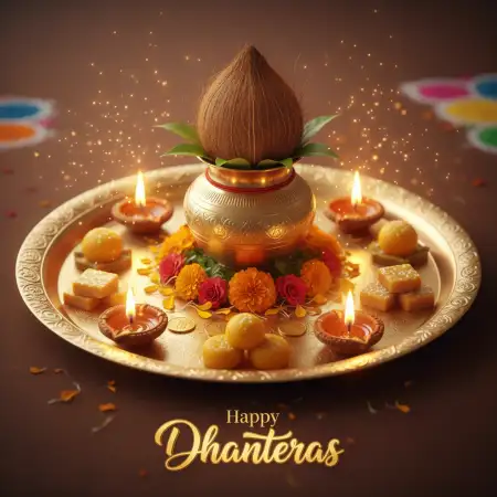 Happy Dhanteras Wishes With Lotus Flower - Free Flower Download