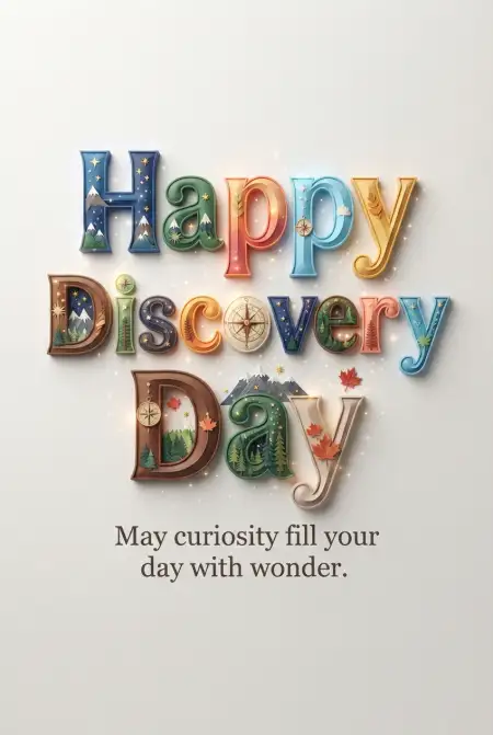 Happy Discovery Day Typography - Free Discovery Day 2026 Download