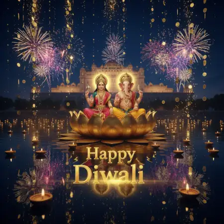 Happy Diwali Greeting Card With Lakshmi - Free Happy Diwali With Lakshmi Download