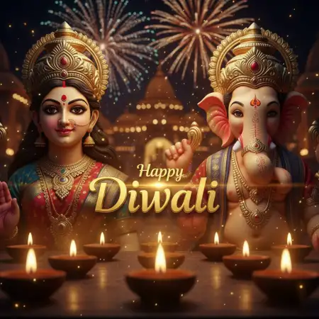 Happy Diwali Greeting In Hindi With Lakshmi Ganesh Photo - Free Happy Diwali With Lakshmi Download