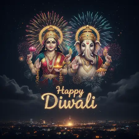 Happy Diwali Greetings 2025 With Goddess Lakshmi And Lord Ganesha - Free Happy Diwali Greetings 2025 Download