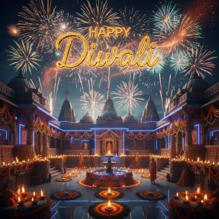 Happy Diwali Greetings 2025 With Golden Diya Background - Free Happy Diwali Greetings 2025 Download