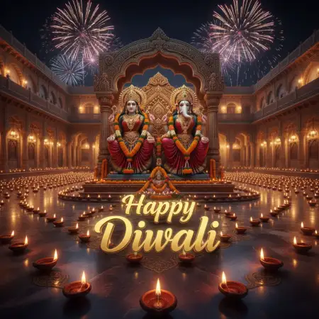 Happy Diwali Hindu Festival With Lakshmi Ganesh Illustration - Free Happy Diwali With Lakshmi Download