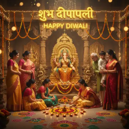 Happy Diwali Illustration With Goddess Lakshmi - Free Happy Diwali With Lakshmi Download
