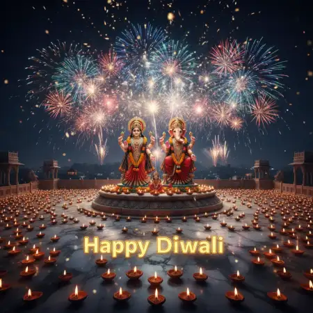 Happy Diwali Photo With Lakshmi Ganesh And Crackers Background - Free Happy Diwali With Lakshmi Download