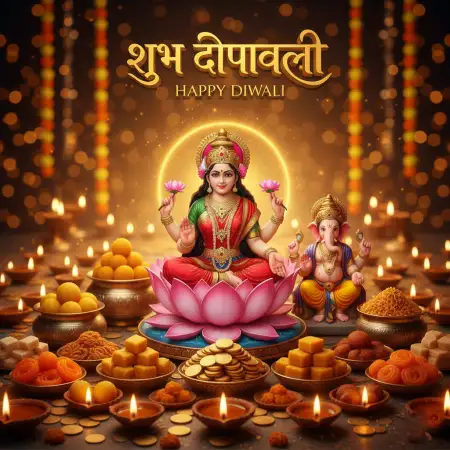 Happy Diwali Vector With Lakshmi Ganesh Outline - Free Happy Diwali With Lakshmi Download