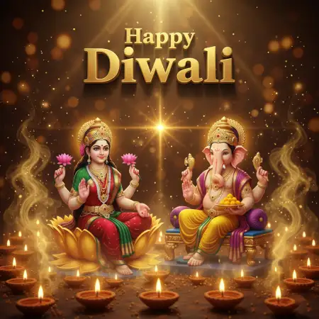 Happy Diwali Wishes With Lakshmi Ganesh In Background - Free Happy Diwali With Lakshmi Download