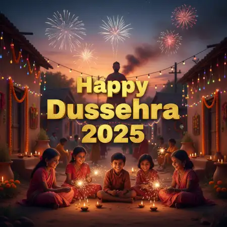Happy Dussehra 2025 Greetings In Colorful Fonts - Free Happy Dussehra Download