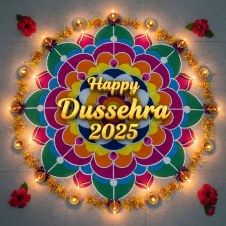 Happy Dussehra 2025 Wishes With Flowers - Free Happy Dussehra Download