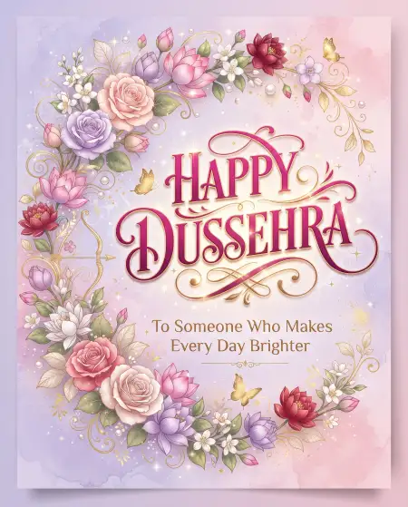 happy dussehra 2026 wishes for girlfriend greeting card