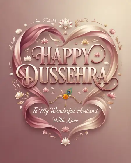 happy dussehra 2026 wishes for husband romantic card