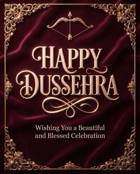 happy dussehra 2026 wishes with red and gold background - Happy Dussehra 2026 Wishes