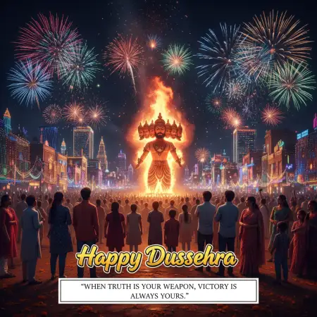 Happy Dussehra Quotes With Ravana Burning Images - Free Happy Dussehra Download