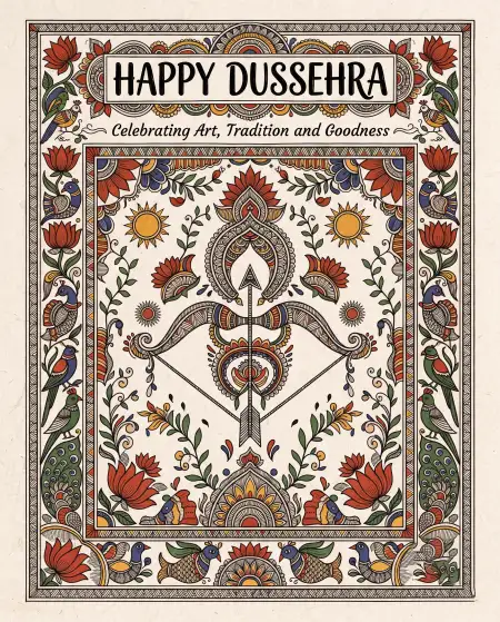 happy dussehra traditional images with indian art