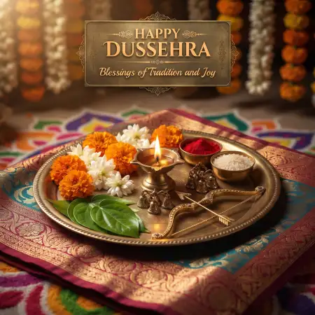 happy dussehra traditional images with indian festival decorations