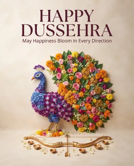 happy dussehra traditional images with marigold flowers
