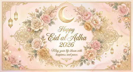 Happy Eid Al Adha Quotes With Floral Background - Free Happy Eid Al Adha With Quotes Download