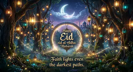 Happy Eid Al Adha Quotes With Islamic Art - Free Happy Eid Al Adha With Quotes Download