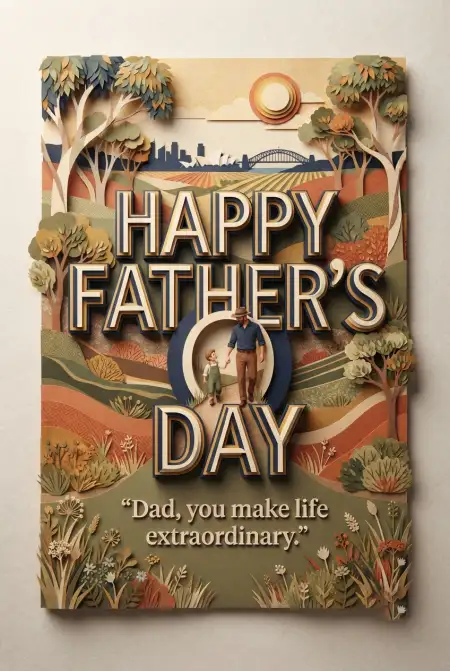 Happy Fathers Day Australia Card With Message - Free Fathers Day Australia 2026 Download