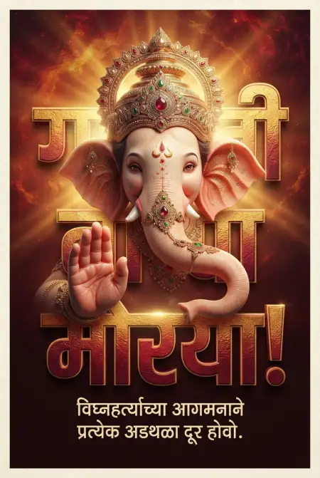happy ganesh chaturthi creative wishes images marathi - Ganesh Chaturthi Wishes In Marathi